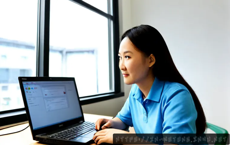 네트워크 실습 과정에서 자주 묻는 질문 - Photorealistic network training classroom, experienced instructor calmly assisting an adult student ...